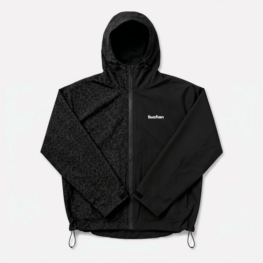Water Reactive Cheetah Rain Jacket - Black