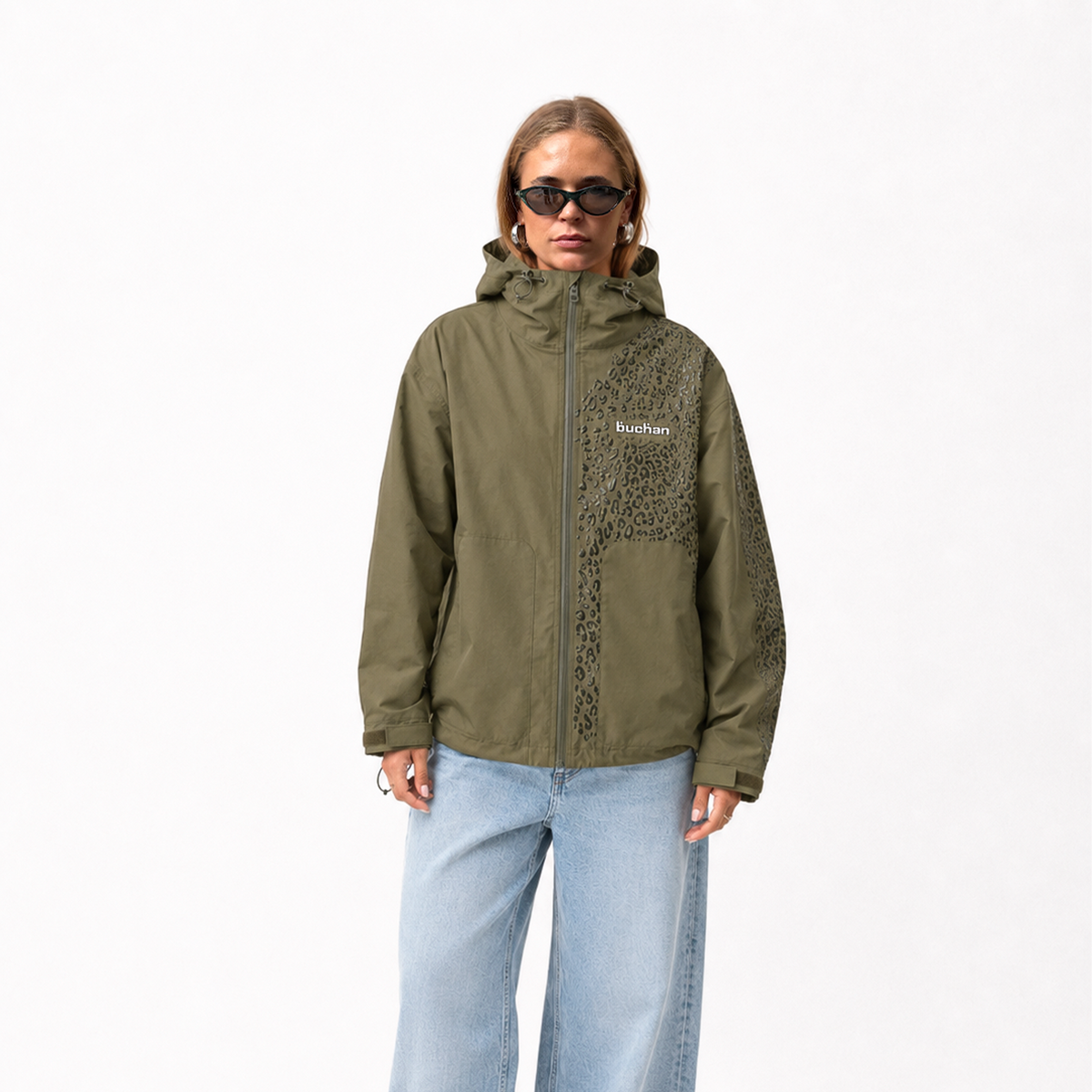 Water Reactive Cheetah Rain Jacket - Green