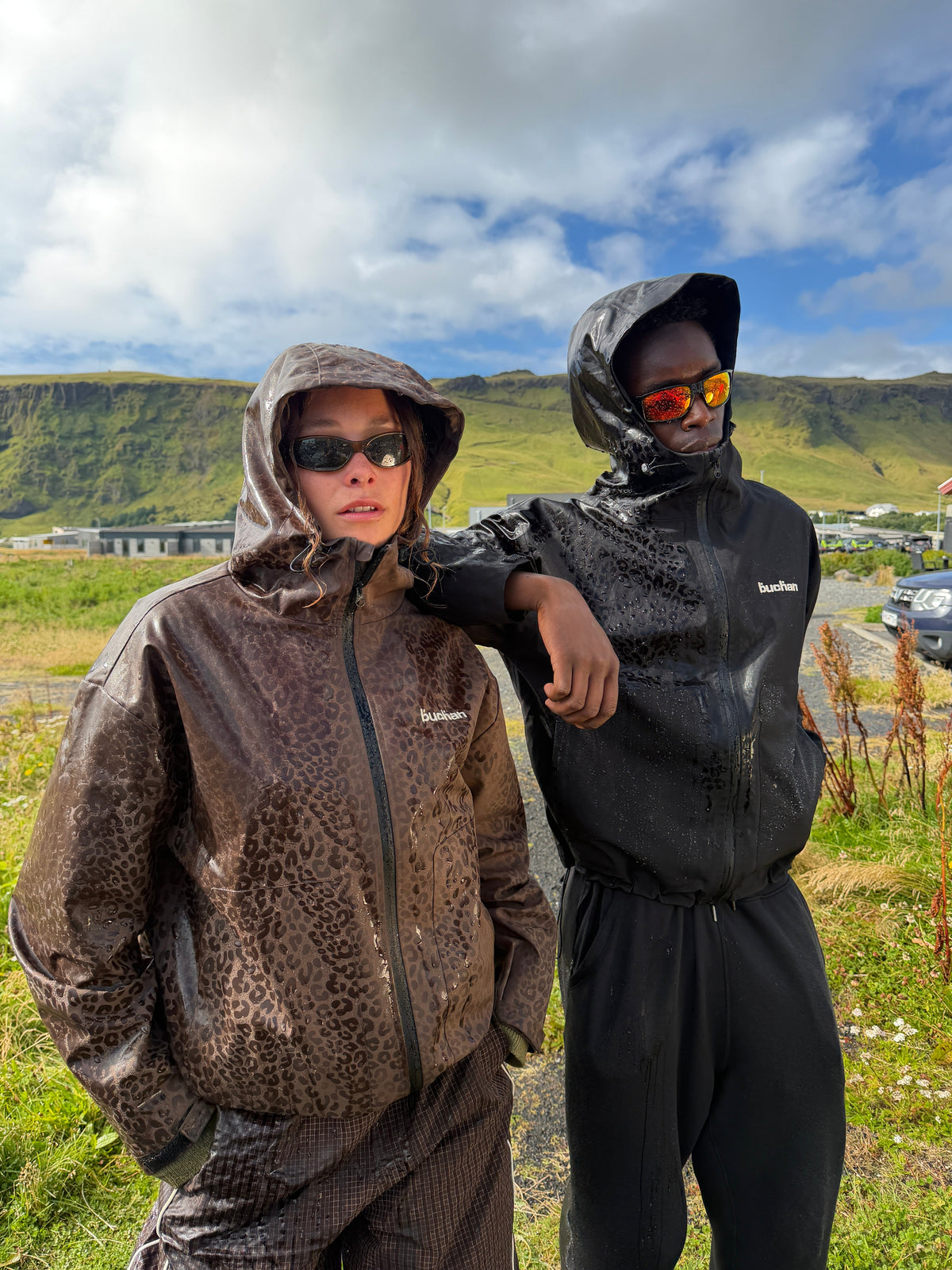 Water Reactive Cheetah Rain Jacket - Black