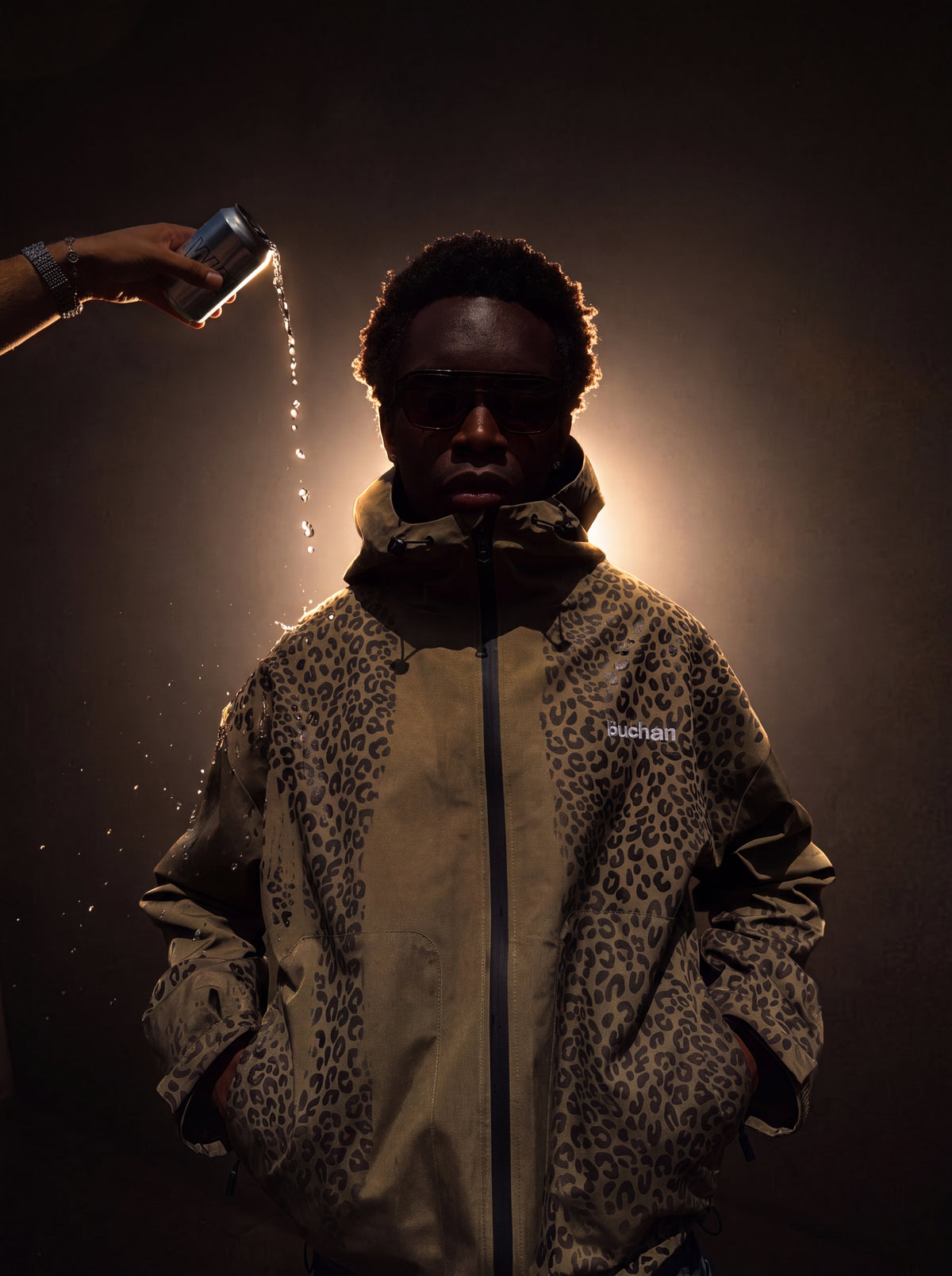 Water Reactive Cheetah Rain Jacket - Green