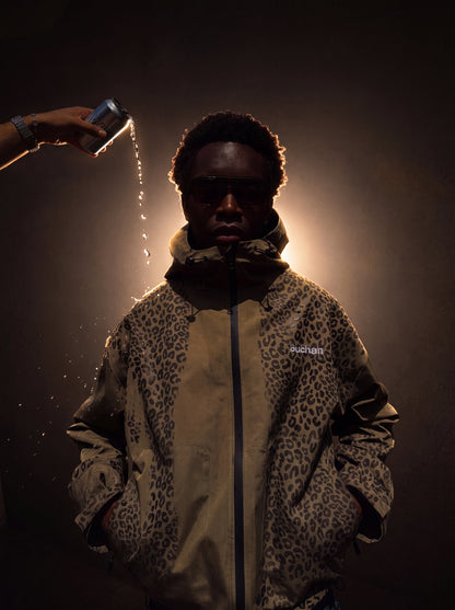 Water Reactive Cheetah Rain Jacket - Green