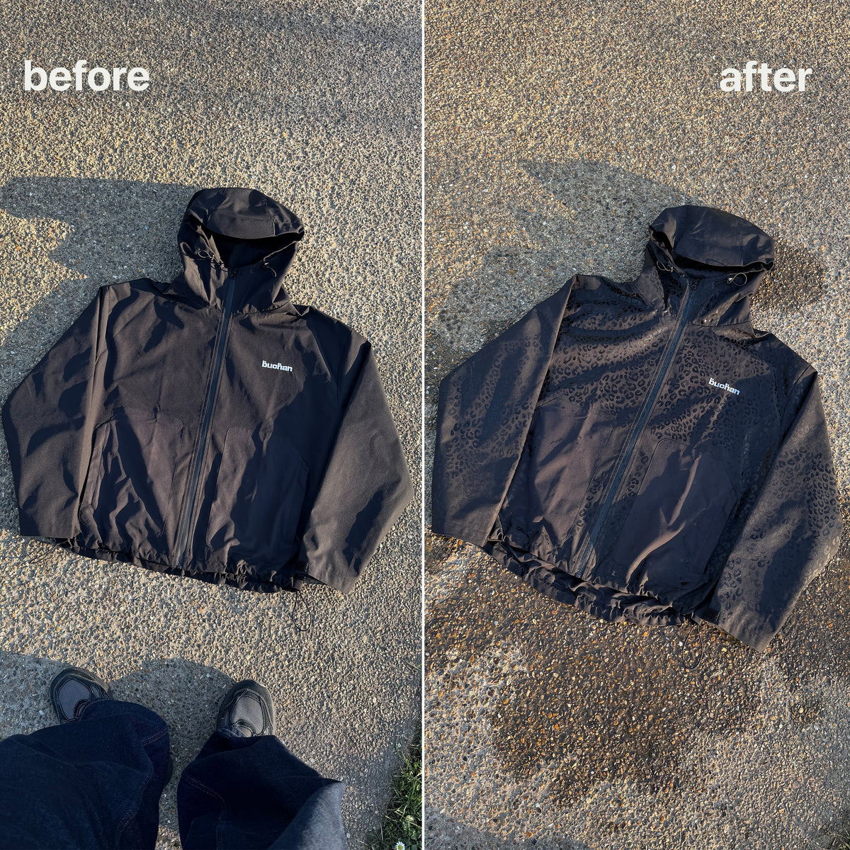 Water Reactive Cheetah Rain Jacket - Black