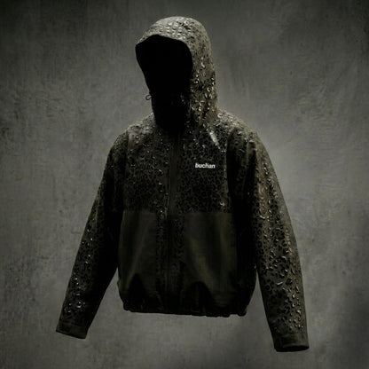 Water Reactive Cheetah Rain Jacket - Black