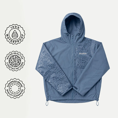 Water Reactive Cheetah Rain Jacket - Blue