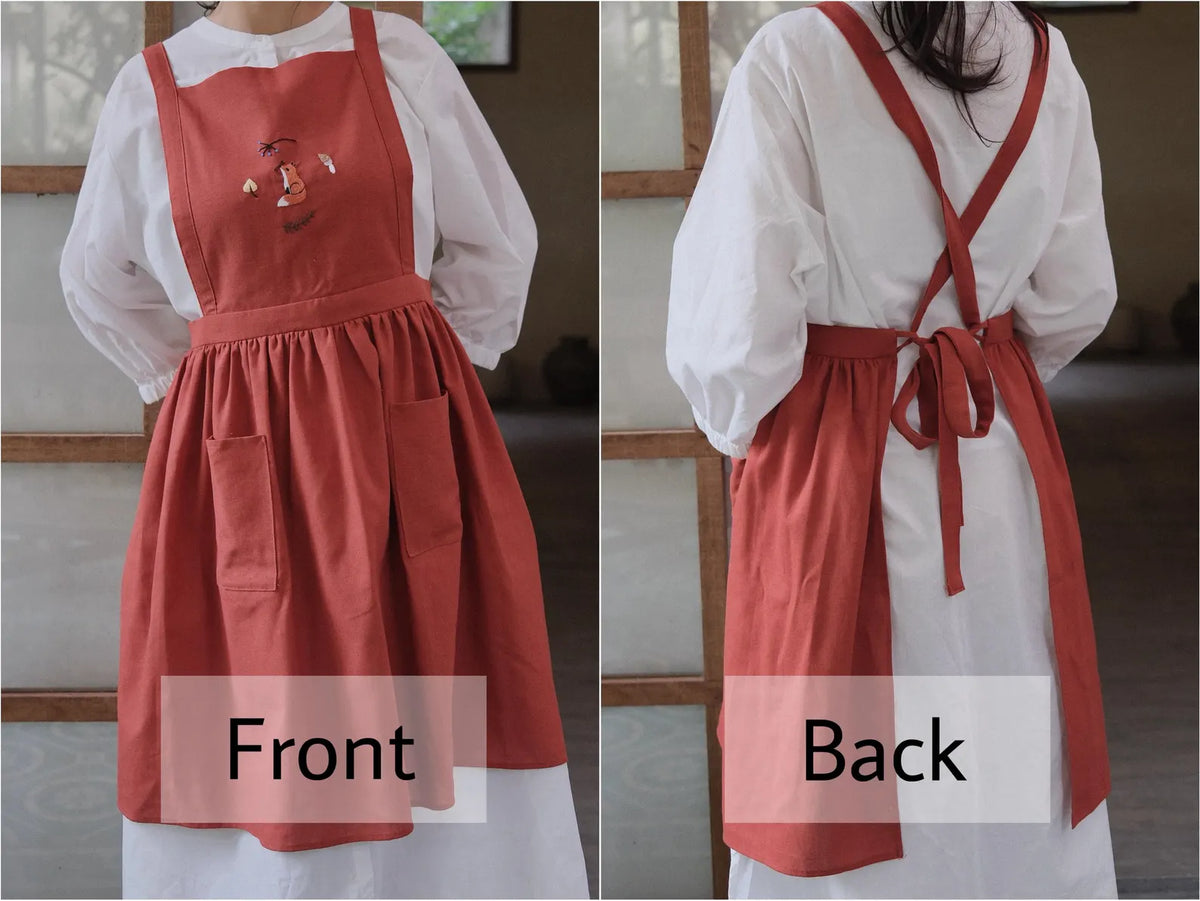 Coffeeholic Embroidered Linen Apron, Handmade Coffee Lover Apron, Cozy Kitchen Apron Gift for Her or Him